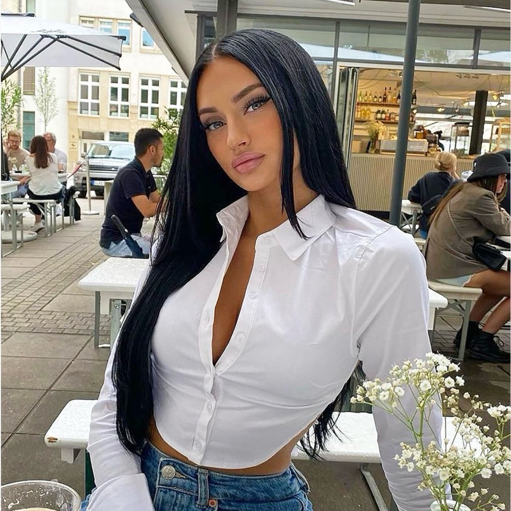 Fashion Nova Classic White Button-Down Shirt